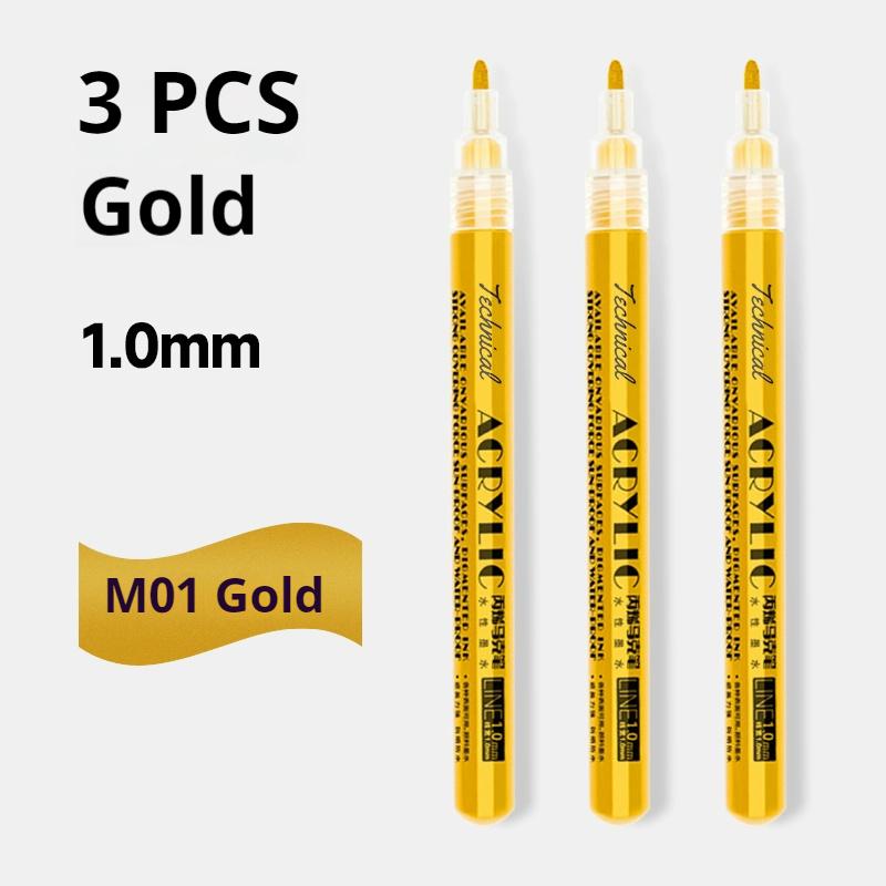 Metallic Marker Pen 0.7/1.0 mm Extra Fine Acrylic Gold Silver Color Pen Back to School Supplies Highlighter Marker DIY Painting