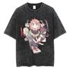 MINISOSPY×FAMILY Anime Kleidung Anya Forger Kawaii Bedrucktes T-Shirt Damen Oversized T-Shirts Harajuku Unisex Gewaschenes Baumwoll-T-Shirt