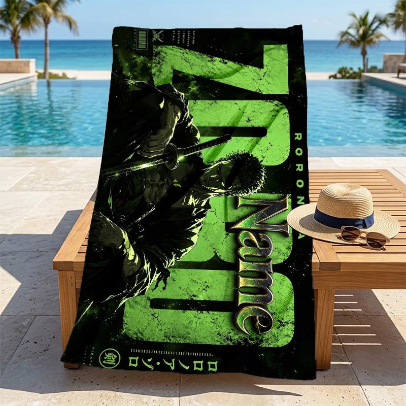 Custom Name Zoro Theme Stylish printed beach towel,a quick-drying, absorbent mat suitable for the beach, pool, gym, and travel fans gift