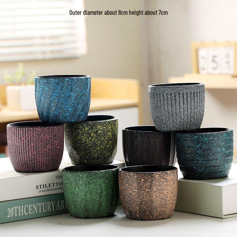 Breathable Ceramic Indoor Succulent Planter Set - Creative Small Flower Pots