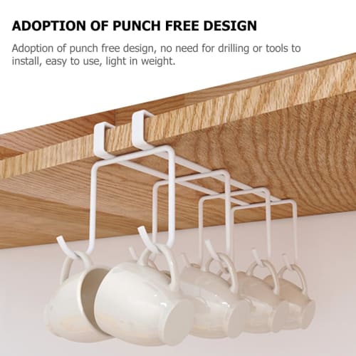 Gadpiparty 8-Piece Under-Cabinet Kitchen Hooks, Cup Hangers, Under-Cabinet Tool Hooks, Punch-Free, Mug Storage Rack, Display, Hanging Storage, Organiz