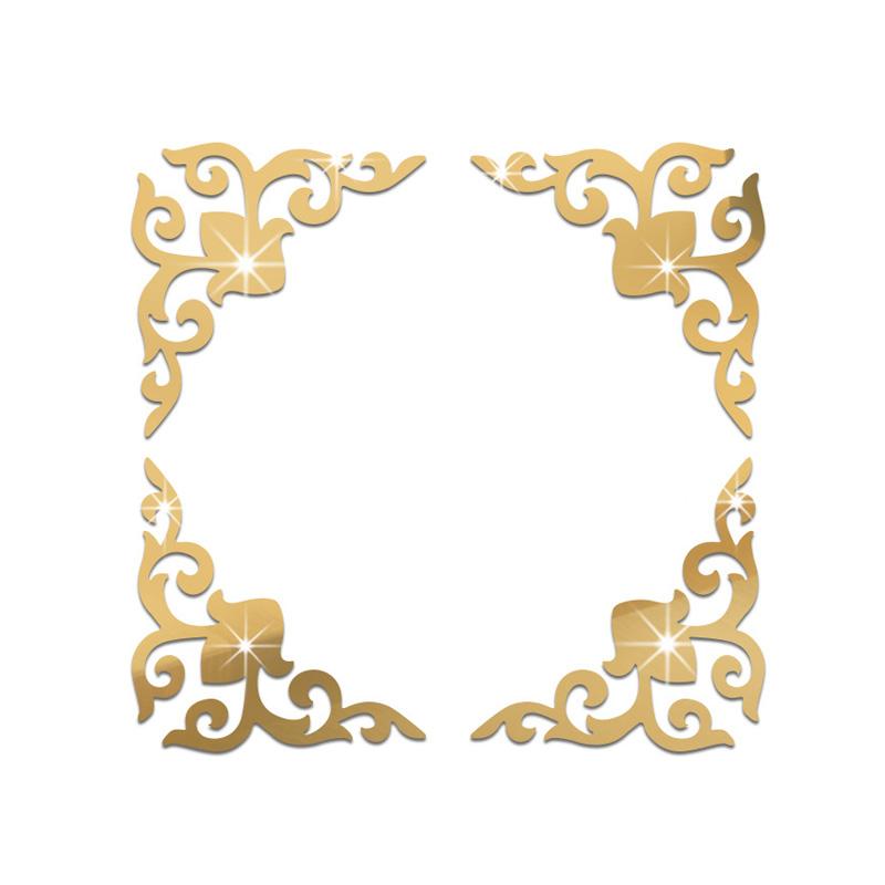 4pcs Corner Mirror Sticker Acrylic 3D Wall Stickers Self-adhesive Cabinet Edge Building Border Living Room Bedroom Home Decor