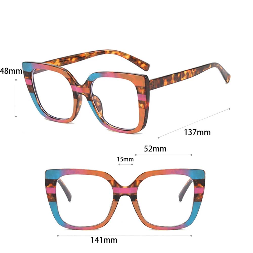 Trendy Women Large Frame Glasses Square Retro Brand Design Colourful Eyeware Anti-blue Light Glasses for Decoration Daily Use