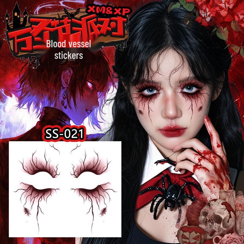 Halloween Waterproof Bloodshot Vein Tattoo Stickers for Party and Role-playing