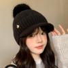 Hat Women's Autumn and Winter New Cycling Warm Ear Protection Knitted Hat Cold-proof Plush Thickened Wool Hat