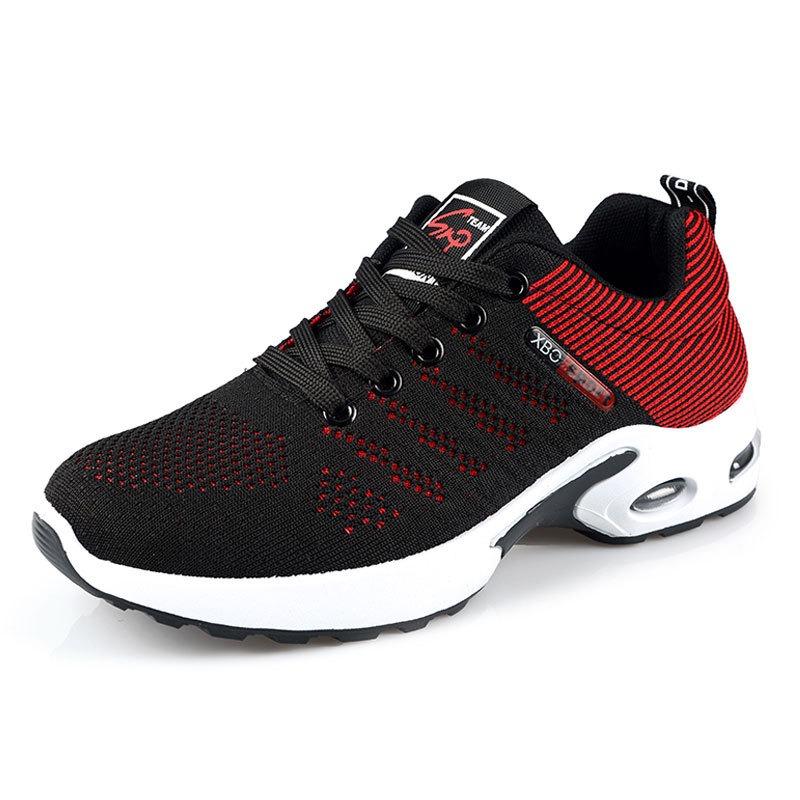Men's New Breathable Knit Mesh Running Shoes, Platform Soft Sole Lace-Up Sneakers, Lightweight Casual Athletic Shoes for Men