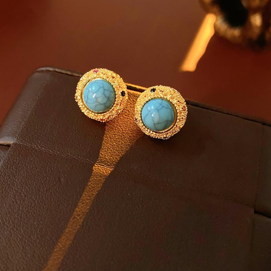 Female Niche Versatile Retro High-end Fashion Earrings 1 pair of earrings синий