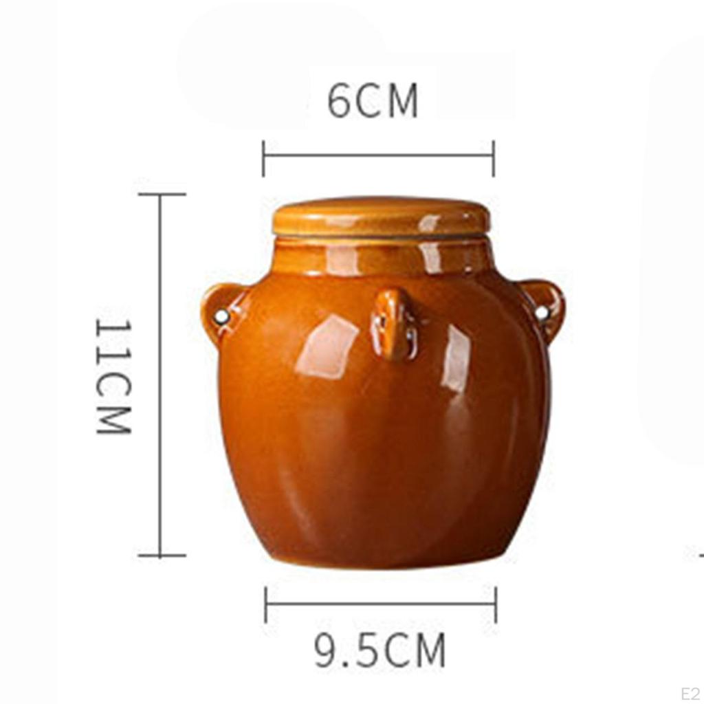 Vaso in Ceramica con Coperchio Accessorio Ornamento Sigillato Set Tradizionale Collezione Manici per
