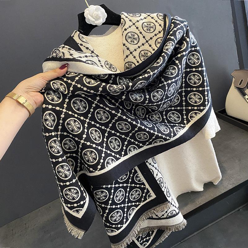 Scarf Women's Winter Classic New Versatile Lengthened Imitation Cashmere Shawl Thickened Fashion Letter Warm Scarf