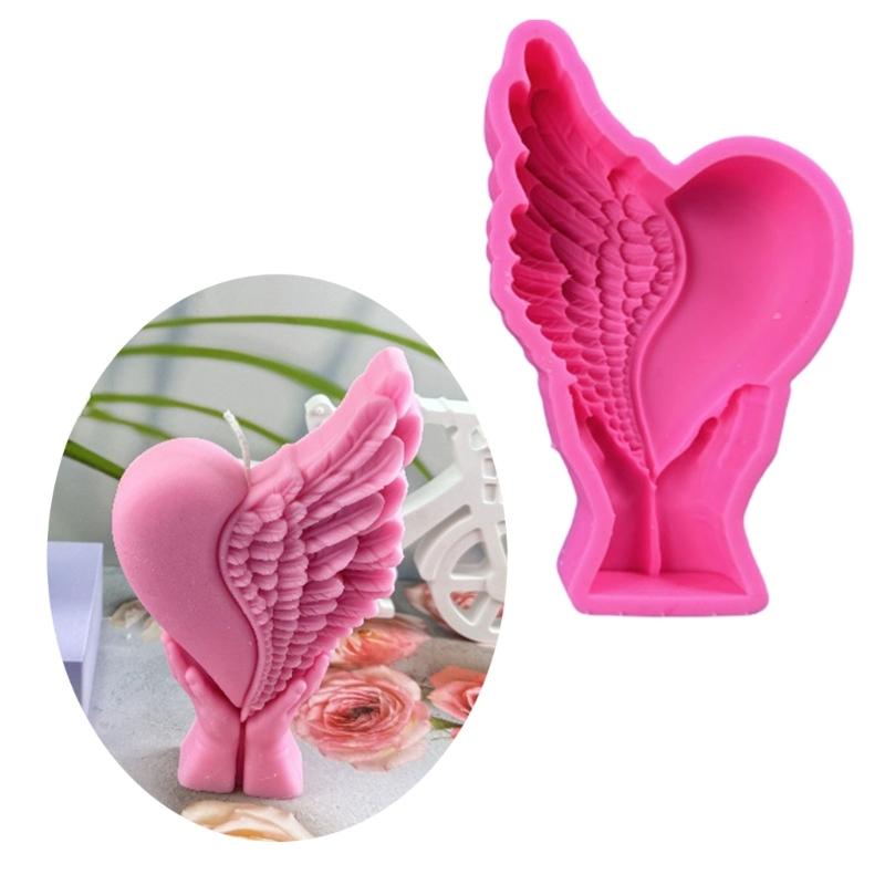 Hands Holding Heart Wing Silicone Mould Candle Molds Love Heart Castings Molds Handmade Resin Molds DIY Baking Molds