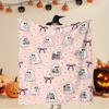 Halloween Blanket with Horror Ghost And Floral Designs Soft Flannel, Modern Style, Featuring Bow And Candle Designs, Suitable for Home, Camping, Trave