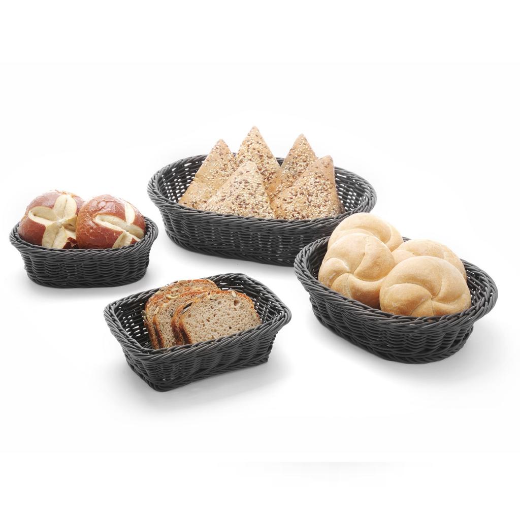 Rectangular polypropylene bread basket, black, 190x130x60 mm - Hendi 426791