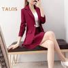 2Pcs/Set Coat Skirt Set Women Spring Autumn Lapel Long Sleeve Single Button Suit Coat Pleated Mini Skirt Set Solid Color Set