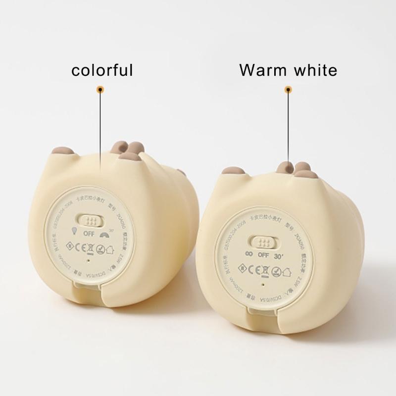Lovely Capybara Silicone Table Nightlight, Warm Glow, Soft Touching Control USB Charging for Kids Room