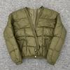 2024 Autumn/Winter Women's V-Neck Quilted Cotton Down Coat - Casual, Versatile, Warm, Loose Fit
