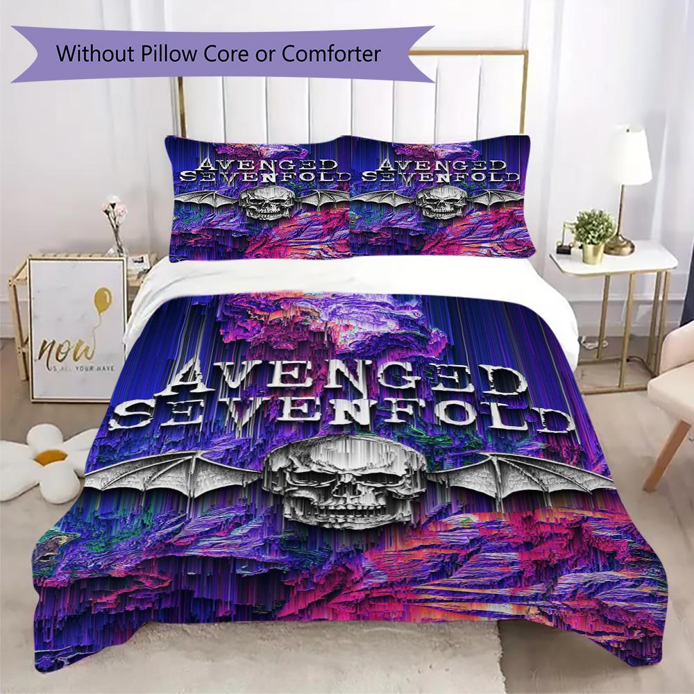 Avenged Sevenfold Pattern Bedding,Quilt Set Quilt Cover Pillowcase Home Birthday Gift (1*duvet cover+2*pillowcase,without core)SSJT0917545