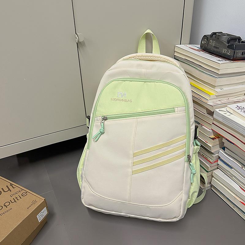 Color Block Women's Backpack Student's Large Capacity Schoolbag Travel Backpack