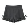 Kaslead New Arrival Women's Clothing Fashion Style Fashion Gray Bows Lace Shorts 650045