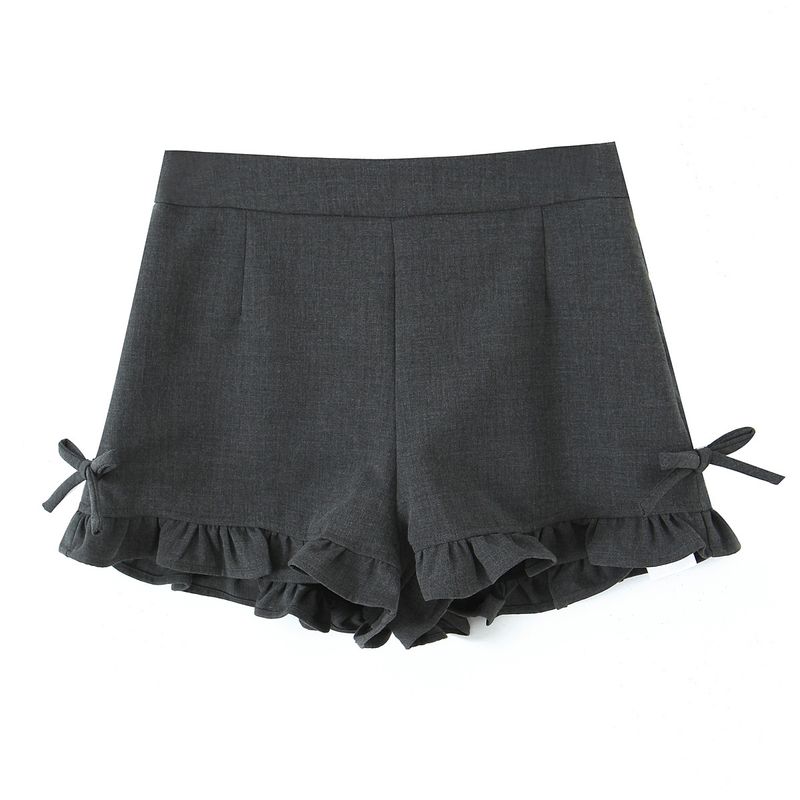 Kaslead New Arrival Women's Clothing Fashion Style Fashion Gray Bows Lace Shorts 650045