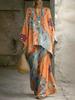 European and American retro bohemian suit exotic print loose top wide-leg pants temperament casual two-piece set