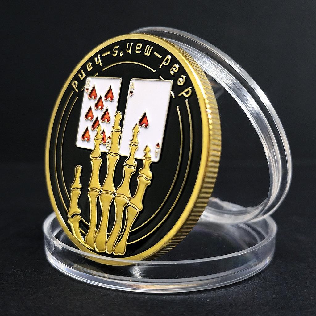 Poker Skeleton Hand Pressure Tool, Metal Coins, Men's Gold Commemorative Badge, Creative Chips, Toys, Small Gifts