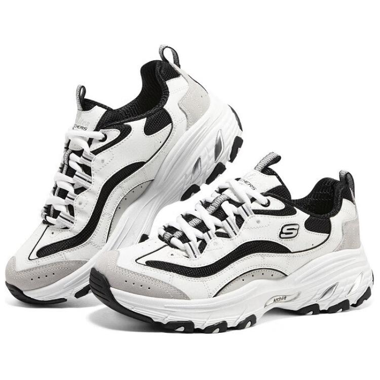 Skechers ARCH FIT DLITES Fabric Fashion Casual Comfortable Low-Top Dad Shoes Women's 149805-WBK