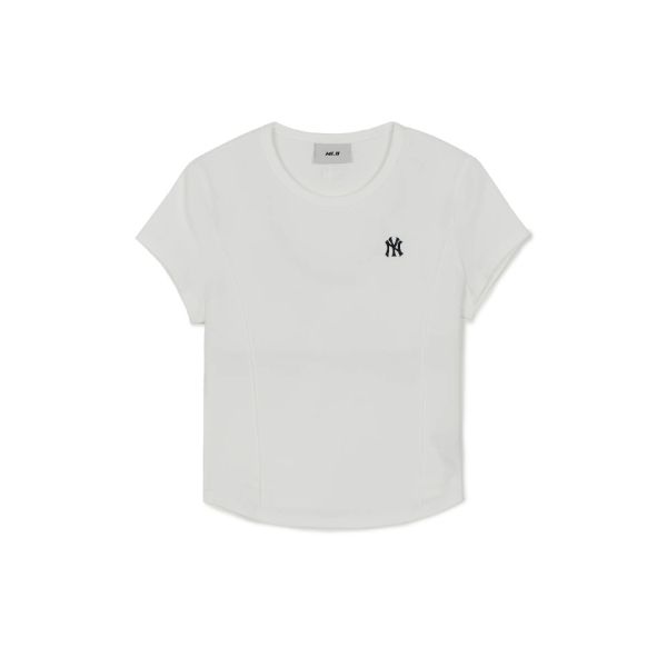 MLB New York Yankees Arc Hem Basic Embroidered Logo Crew Neck Short Sleeve Summer Breathable High-Value T-Shirt Women T-Shirt 3FTSB1163-50WHS