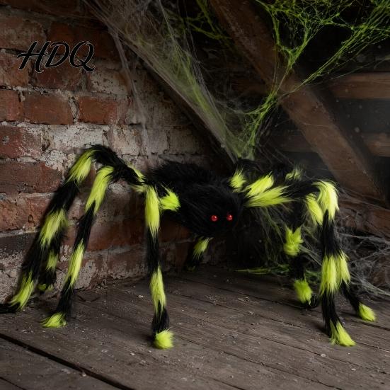 Halloween Spinnen-Requisite Große Dekoration, Weiche haarige gruselige Requisite, Flauschige biegbare Beinpuppen Spinnen für draußen drinnen, Garten, Zuhause, Spukhaus