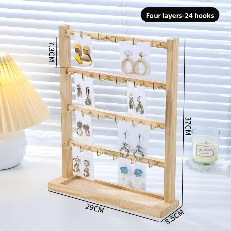Jewelry Keychain Earrings Pendant Display Stand Solid Wood Trinket Hanger Hook Premium Sense Stall Store Counter