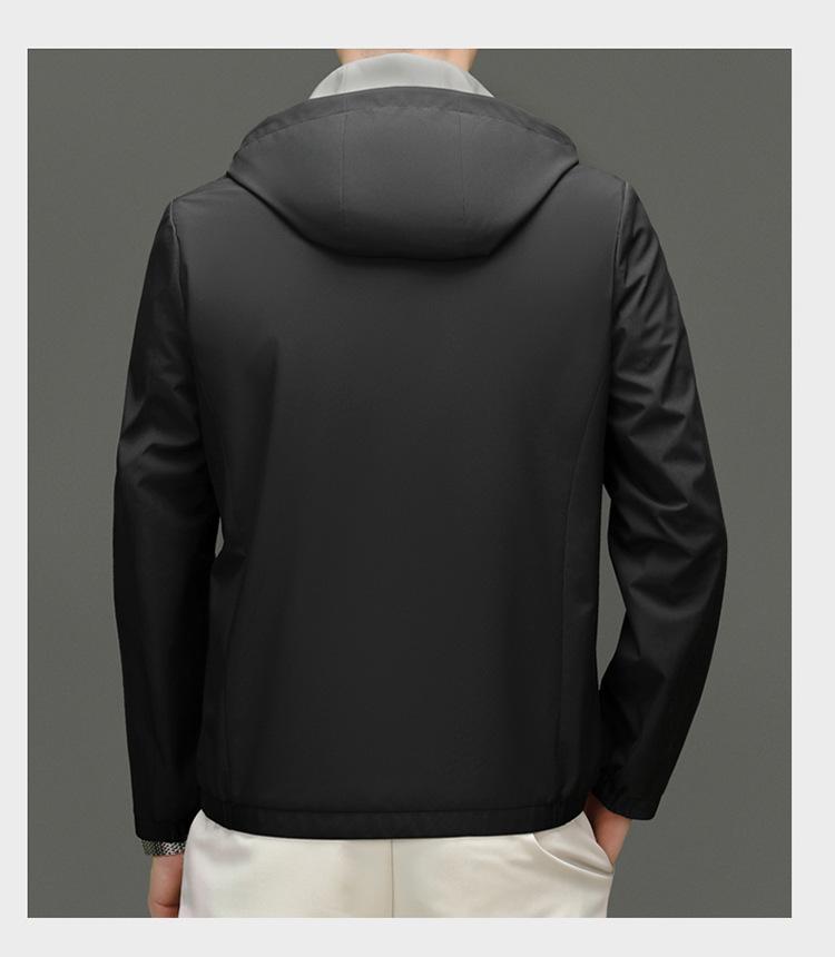 Men's Double-Sided Mulberry Silk Jacket - Hooded, Loose Fit, Business Casual, Spring/Autumn Outerwear