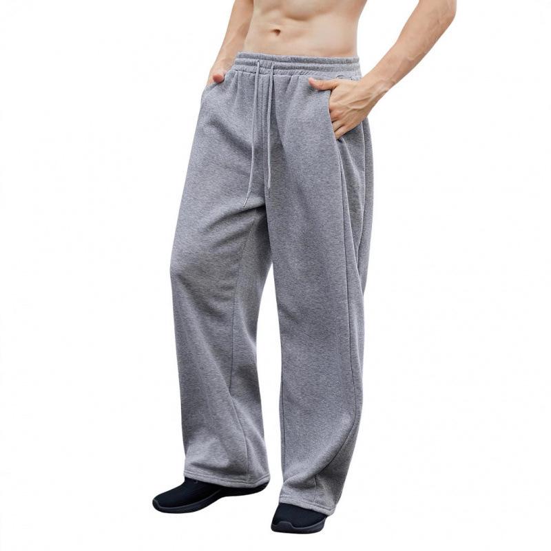 Men's 2025 European & American Style Wide-Leg Drawstring Sweatpants with Pockets
