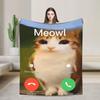 Warm Blanket Travel Hello Meowl Cat Funny Animal  Bedding Throws  Flannel Bedspread For Living Room Funny Sofa Bed Cover