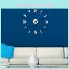 Elegante DIY Analoge 3D Spiegeloberfläche Wanduhr mit Großen Zahlen für Heimdekoration