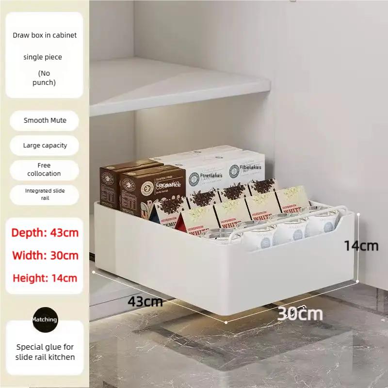 New Kitchen Storage Rack with Slide Rails Pull-out Kitchen Drawer Type Storage Tray Spice Box Storage Shelf Cabinets Organizer