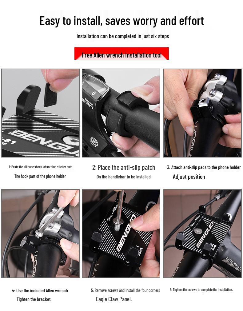 Aluminum Phone Holder for Bicycles, Scooters, and Motorcycles
