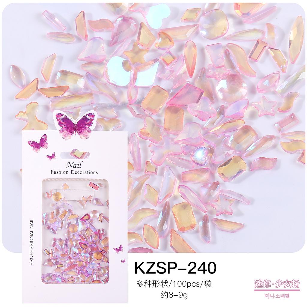 Bagged Flat Bottom Special-Shaped Diamond Nail Art Jewelry Aurora Color Abs Resin Diamond Nail Art Diamond Jewelry