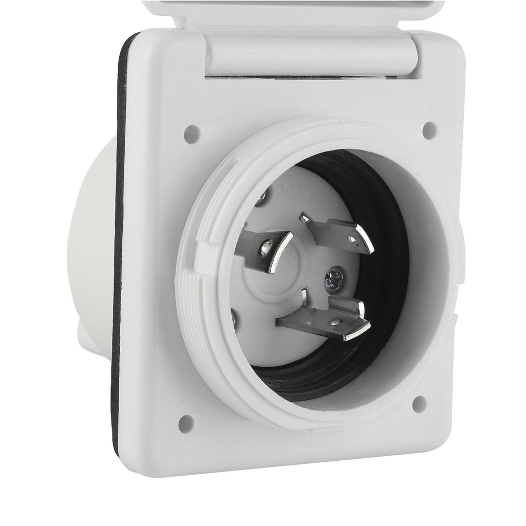 30AMP 125V RV Power Inlet Outlet UV Resistant Sturdy Construction with Waterproof Cover US Plug