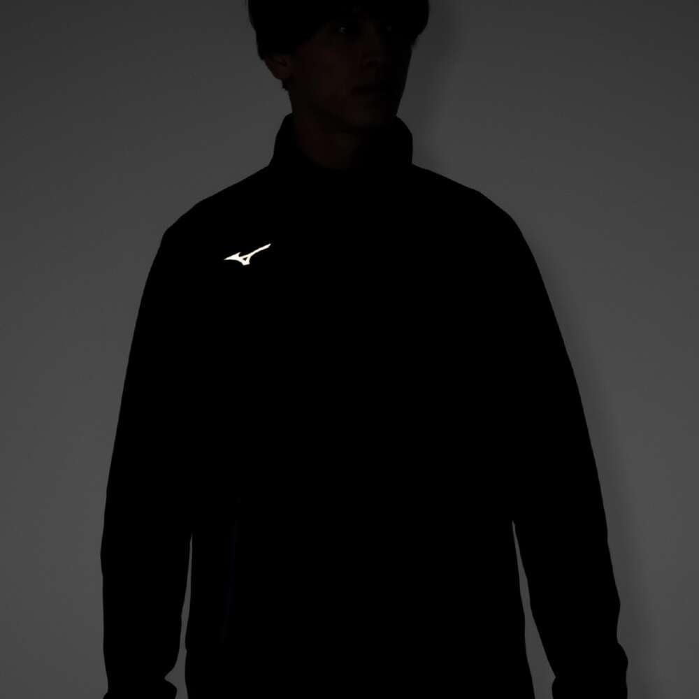 Mizuno Breath Thermo Warmer Training Black Jacket, Moisture-Wicking, Water-Repellent, Windproof, Brushed, Men's, 32MEB541,
