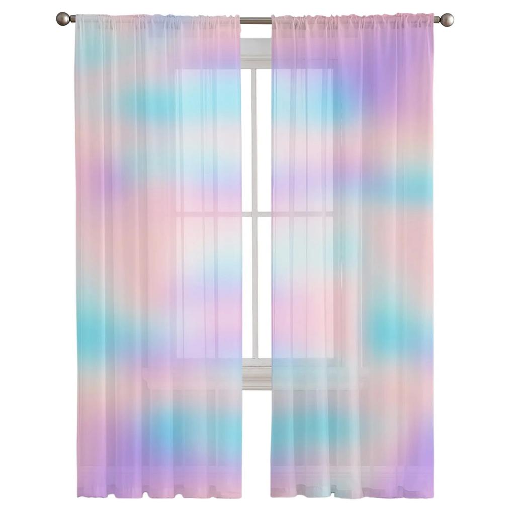 Regenbogen Farbverlauf Gardinen Fenster Tüll Vorhänge für Wohnzimmer Schlafzimmer für Küche Vorhänge Dekoration