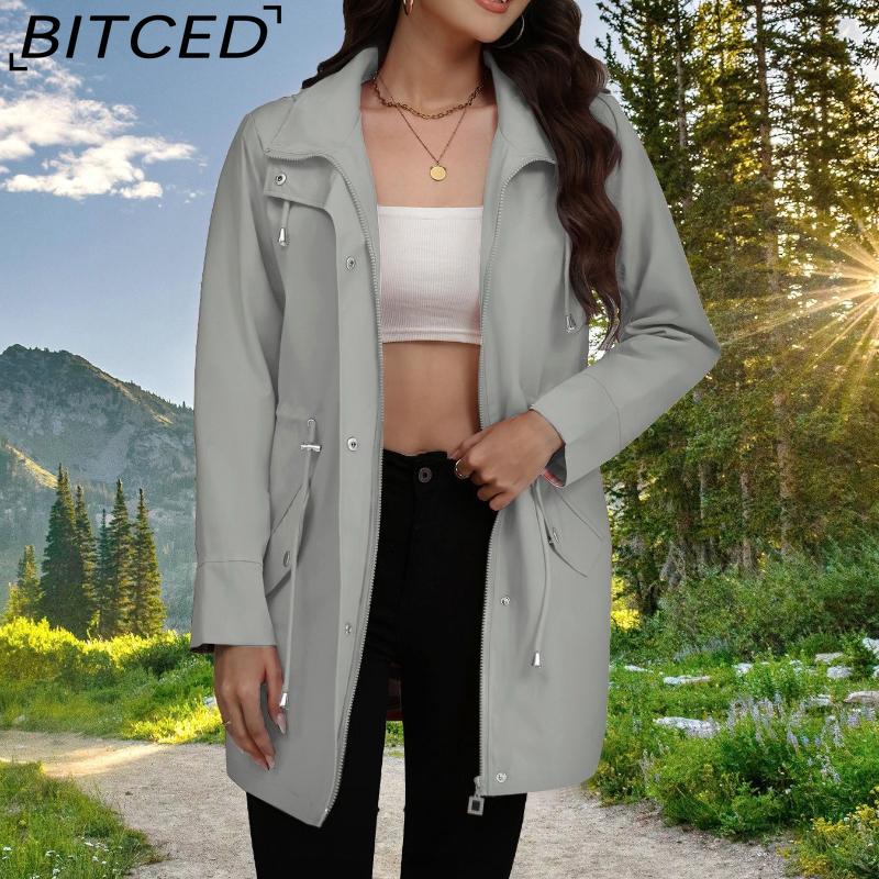 BITCED Frühlings-/Herbst Slim-Fit Kapuzen-Windjacke für Damen - Vielseitiges Freizeit-Oberteil