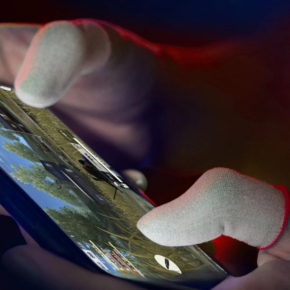 Mobile Phone Gaming Fingertip Gloves Sweat-Proof Finger Cover Game Non-slip Glass Silver FibreTouch Fingertip Sleeves
