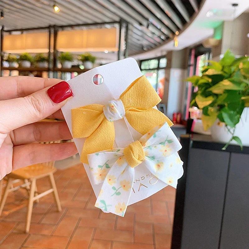Kid Girl's Hairpin Floral Print Candy Color Bowknot Hair Clip Accessories for Girls Teens Butterfly Hair Clip
