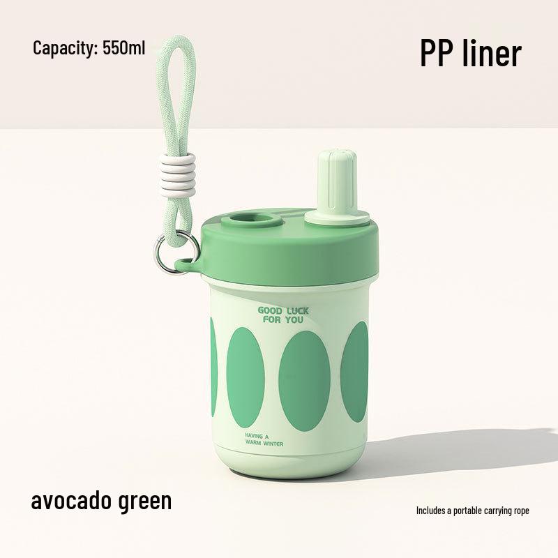 High-Value Portable Straw Cup with Lanyard, 304 Stainless Steel, Ideal for Cola and Coffee, Great Gift