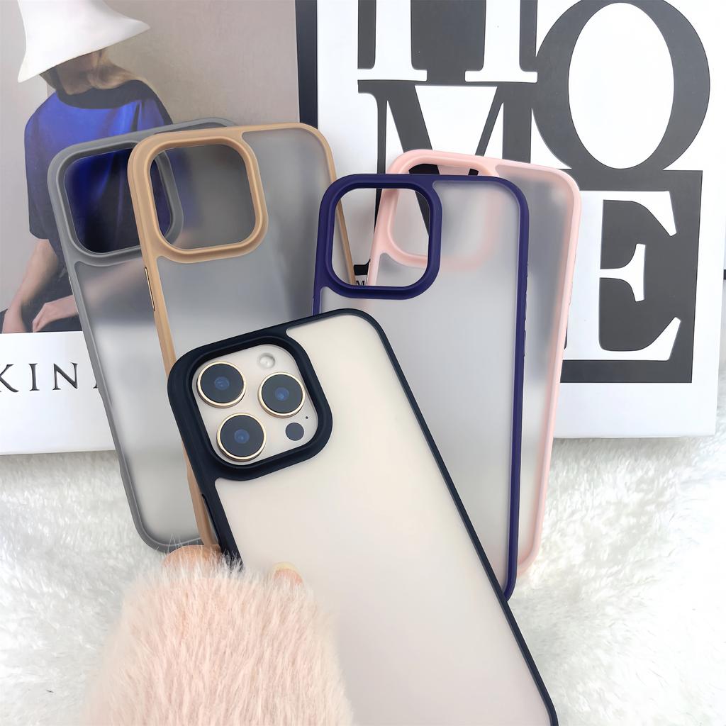 For iPhone 16 Pro Case Curved Frame PC + TPU Phone Cover Anti Drop Protection