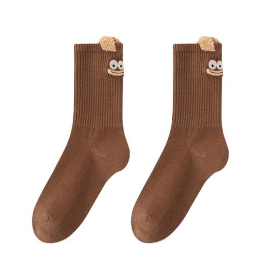 Yousheng Cute Crew Socks Cartoon Embroidery Silly Socks Ribbed Casual Funny Socks with Plush Ears for Women Christmas Gift
