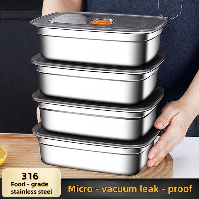 Student Lunch Box  Camping Stainless Steel Crisper, , Sealed Leak-proof Bento Box, Refrigerator Freezer Storage Box Outdoor Tool