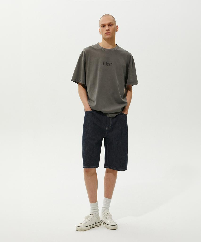 PLAC Linen Blended Half Denim Pants Dark Indigo