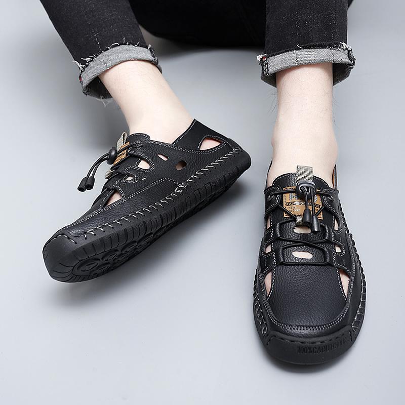 Men Blue Green Hiking Sandals Khaki Summer Outdoor Wide Palm Black Beach Shoes Close Toe Sandals Plus Size