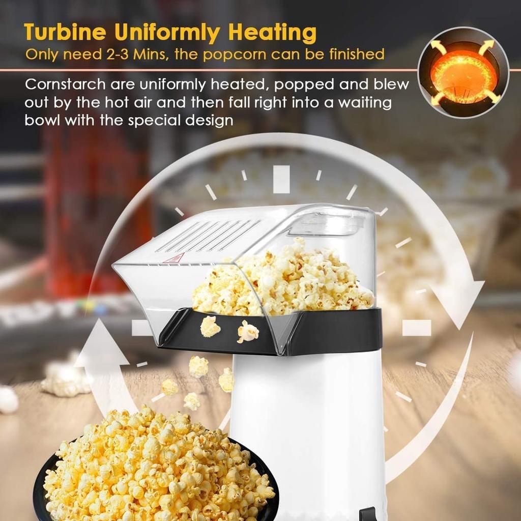 Hot Air Popcorn Maker Machine, 1200W Fast Making Electric Popcorn Machine with Measuring Cup and On/Off Switch, BPA Free, Oil-Free, ETL Certified 90%