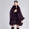 Cape en Fourrure Femme Vêtements d'Hiver Ponchos Épais et Chauds Châle Shawl Manteau Cardigan Longs Amples Manteaux